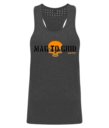 Womens Mag to Grid Negativity Laser Cut Gym Vest